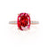 LIVELY - Elongated Cushion Ruby 18k Rose Gold Petite Hidden Halo Pavé Shoulder Set Ring
