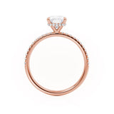 LIVELY - Elongated Cushion Natural Diamond 18k Rose Gold Petite Hidden Halo Pavé Shoulder Set Engagement Ring Lily Arkwright