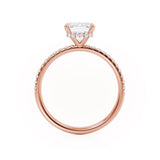 LIVELY - Emerald Natural Diamond 18k Rose Gold Hidden Halo Micro Pavé Shoulder Set Engagement Ring Lily Arkwright