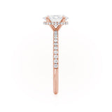 LIVELY - Oval natural Diamond 18k Rose Gold Petite Hidden Halo Pavé Shoulder Set Engagement Ring Lily Arkwright