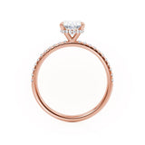 LIVELY - Oval natural Diamond 18k Rose Gold Petite Hidden Halo Pavé Shoulder Set Engagement Ring Lily Arkwright