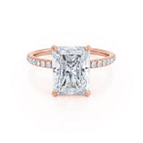 LIVELY - Radiant Natural Diamond 18k Rose Gold Micro Pavé Hidden Halo Engagement Ring Lily Arkwright