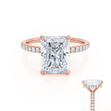 LIVELY - Radiant Natural Diamond 18k Rose Gold Micro Pavé Hidden Halo Engagement Ring Lily Arkwright