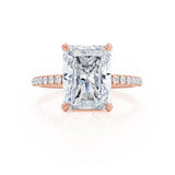 LIVELY - Radiant Natural Diamond 18k Rose Gold Micro Pavé Hidden Halo Engagement Ring Lily Arkwright