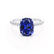 LIVELY - Elongated Cushion Blue Sapphire 18k White Gold Petite Hidden Halo Pavé Shoulder Set Ring