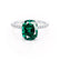 LIVELY - Elongated Cushion Emerald 18k White Gold Petite Hidden Halo Pavé Shoulder Set Ring