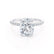 LIVELY - Elongated Cushion Natural Diamond Platinum Petite Hidden Halo Pavé Shoulder Set Engagement Ring Lily Arkwright