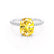 LIVELY - Elongated Cushion Yellow Sapphire 18k White Gold Petite Hidden Halo Pavé Shoulder Set Ring
