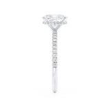 LIVELY - Elongated Cushion Natural Diamond 18k White Gold Petite Hidden Halo Pavé Shoulder Set