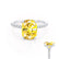 LIVELY - Elongated Cushion Yellow Sapphire 18k White Gold Petite Hidden Halo Pavé Shoulder Set Ring