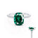 LIVELY - Elongated Cushion Emerald 18k White Gold Petite Hidden Halo Pavé Shoulder Set Ring