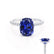 LIVELY - Elongated Cushion Blue Sapphire 18k White Gold Petite Hidden Halo Pavé Shoulder Set Ring