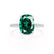 LIVELY - Elongated Cushion Emerald 18k White Gold Petite Hidden Halo Pavé Shoulder Set Ring