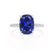 LIVELY - Elongated Cushion Blue Sapphire 18k White Gold Petite Hidden Halo Pavé Shoulder Set Ring