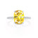 LIVELY - Elongated Cushion Yellow Sapphire 18k White Gold Petite Hidden Halo Pavé Shoulder Set Ring