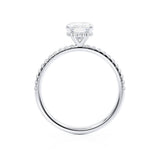 LIVELY - Elongated Cushion Natural Diamond 18k White Gold Petite Hidden Halo Pavé Shoulder Set