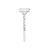 LIVELY - Emerald Natural Diamond 18k White Gold Hidden Halo Micro Pavé Shoulder Set Engagement Ring Lily Arkwright