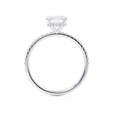 LIVELY - Emerald Natural Diamond 18k White Gold Hidden Halo Micro Pavé Shoulder Set Engagement Ring Lily Arkwright