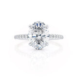 LIVELY - Oval natural Diamond 18k White Gold Petite Hidden Halo Pavé Shoulder Set Engagement Ring Lily Arkwright