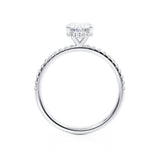 LIVELY - Oval natural Diamond 18k White Gold Petite Hidden Halo Pavé Shoulder Set Engagement Ring Lily Arkwright