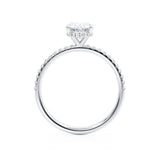 LIVELY - Oval natural Diamond Platinum Petite Hidden Halo Pavé Shoulder Set Engagement Ring Lily Arkwright