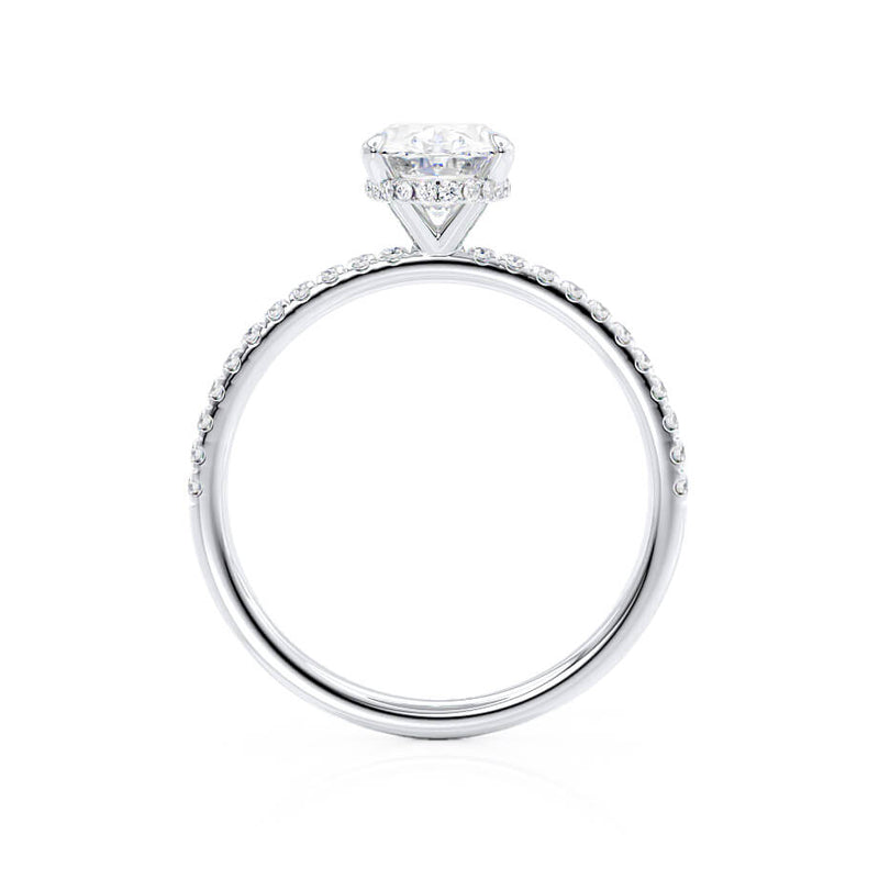 LIVELY - Oval natural Diamond Platinum Petite Hidden Halo Pavé Shoulder Set Engagement Ring Lily Arkwright