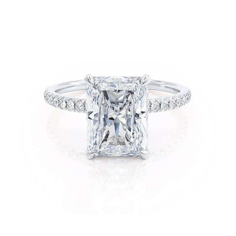 LIVELY - Radiant Natural Diamond Platinum Mico Pavé Hidden Halo Engagement Ring Lily Arkwright