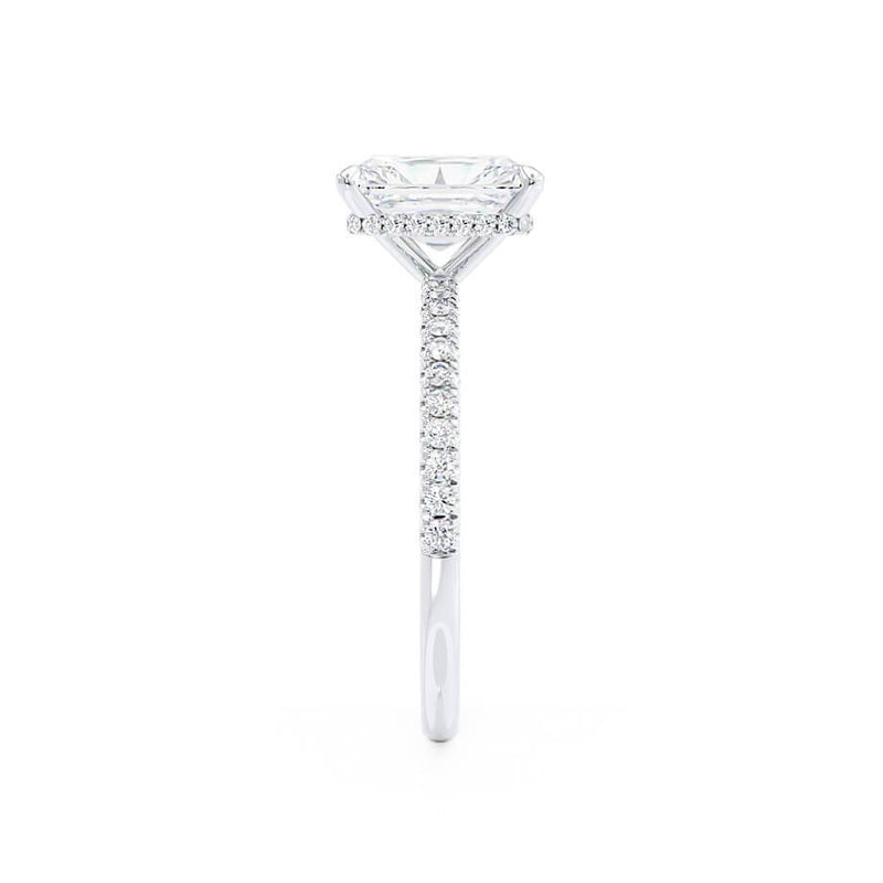 LIVELY - Radiant Natural Diamond Platinum Mico Pavé Hidden Halo Engagement Ring Lily Arkwright