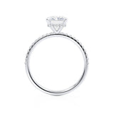 LIVELY - Radiant Natural Diamond 18k White Gold Mico Pavé Hidden Halo Engagement Ring Lily Arkwright