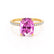LIVELY - Elongated Cushion Pink Sapphire 18k Yellow Gold Petite Hidden Halo Pavé Shoulder Set Ring
