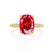LIVELY - Elongated Cushion Ruby 18k Yellow Gold Petite Hidden Halo Pavé Shoulder Set Ring