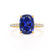LIVELY - Elongated Cushion Blue Sapphire 18k Yellow Gold Petite Hidden Halo Pavé Shoulder Set Ring