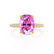 LIVELY - Elongated Cushion Pink Sapphire 18k Yellow Gold Petite Hidden Halo Pavé Shoulder Set Ring