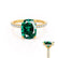 LIVELY - Elongated Cushion Emerald 18k Yellow Gold Petite Hidden Halo Pavé Shoulder Set Ring