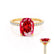 LIVELY - Elongated Cushion Ruby 18k Yellow Gold Petite Hidden Halo Pavé Shoulder Set Ring
