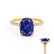 LIVELY - Elongated Cushion Blue Sapphire 18k Yellow Gold Petite Hidden Halo Pavé Shoulder Set Ring