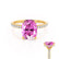 LIVELY - Elongated Cushion Pink Sapphire 18k Yellow Gold Petite Hidden Halo Pavé Shoulder Set Ring
