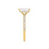 LIVELY - Emerald Natural Diamond 18k Yellow Gold Hidden Halo Micro Pavé Shoulder Set Engagement Ring Lily Arkwright