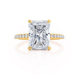 LIVELY - Radiant Natural Diamond 18k Yellow Gold Mico Pavé Hidden Halo Engagement Ring Lily Arkwright