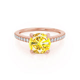 CATALINA - Chatham® Round Yellow Sapphire Solitaire Engagement Ring 18k Rose Gold