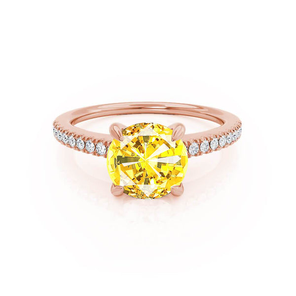 CATALINA - Chatham® Round Yellow Sapphire Solitaire Engagement Ring 18k Rose Gold