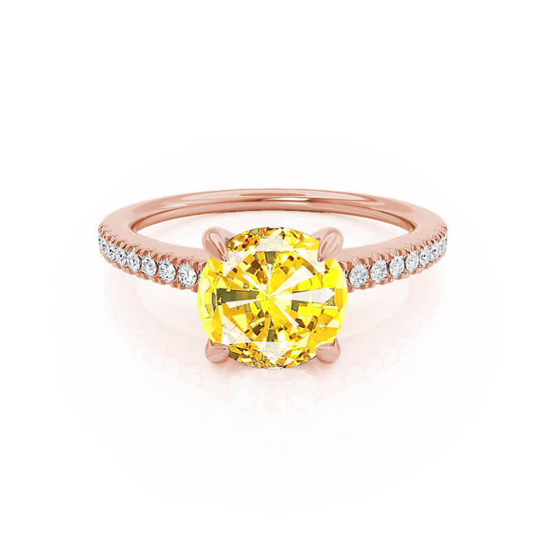 CATALINA - Chatham® Round Yellow Sapphire Solitaire Engagement Ring 18k Rose Gold