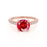CATALINA - Chatham® Round Ruby Solitaire Engagement Ring 18k Rose Gold