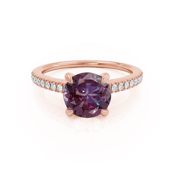 CATALINA - Chatham® Round Alexandrite Solitaire Engagement Ring 18k Rose Gold