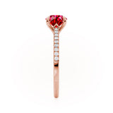 CATALINA - Chatham® Round Ruby Solitaire Engagement Ring 18k Rose Gold