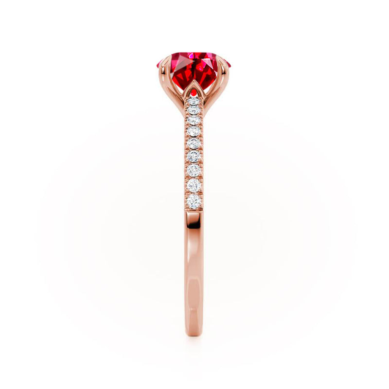 CATALINA - Chatham® Round Ruby Solitaire Engagement Ring 18k Rose Gold