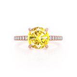 CATALINA - Chatham® Round Yellow Sapphire Solitaire Engagement Ring 18k Rose Gold