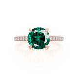 CATALINA - Chatham® Round Emerald Solitaire Engagement Ring 18k Rose Gold