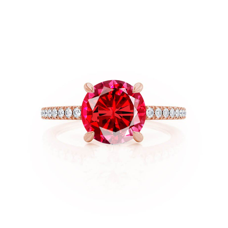 CATALINA - Chatham® Round Ruby Solitaire Engagement Ring 18k Rose Gold
