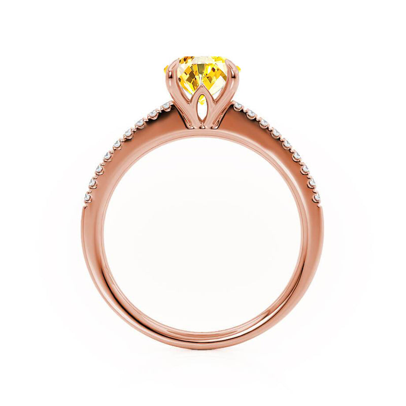 CATALINA - Chatham® Round Yellow Sapphire Solitaire Engagement Ring 18k Rose Gold